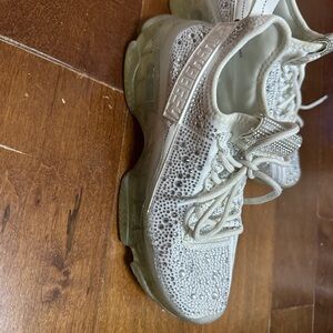 Steve Madden White Rhinestone Sneakers